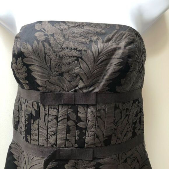 Ann Taylor strapless black and copper silk brocade a-line dress woman’s size 2 - Picture 2 of 6